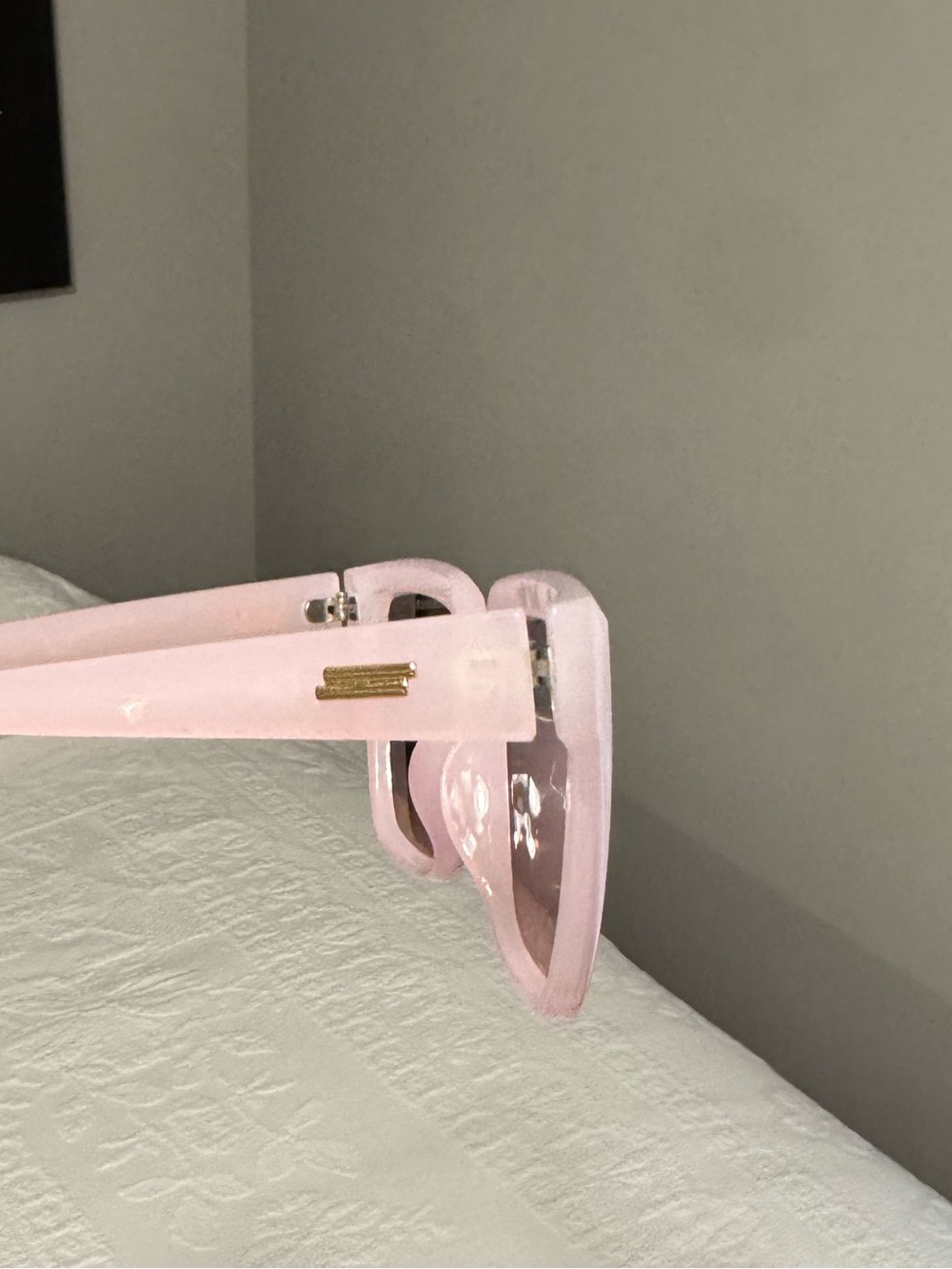 Translucent Pink Women's Fashion Sunglasses with Gold Accent